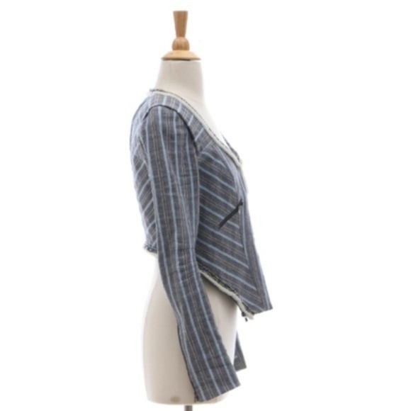 Rebecca Minkoff Striped Linen Blend Jacket - Picture 6 of 7